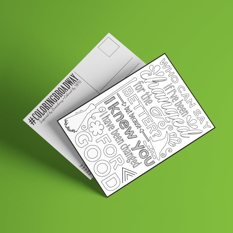Coloring Broadway - Wicked Inspired Coloring Postcards (Set of 4), Defying Gravity Musical Theater Merchandise, Printed on Matte Card Stock (5â€ x 7â€), Ideal Gift for a Broadway Theater Lover - Image 4